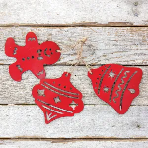 Set of 3 Gingerbread and Bell Ornaments for Your Cozy Farmhouse Vibes