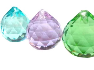 Set of 3 Lilac, Spring Green, Light Aqua Chandelier Crystal Faceted Ball