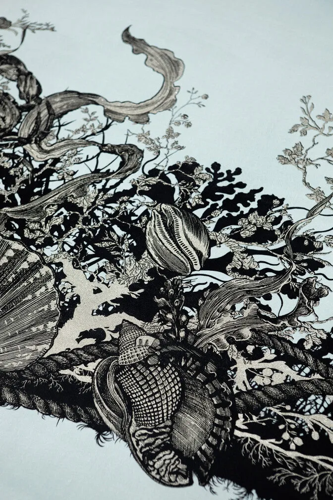 shell and crab velvet fabric