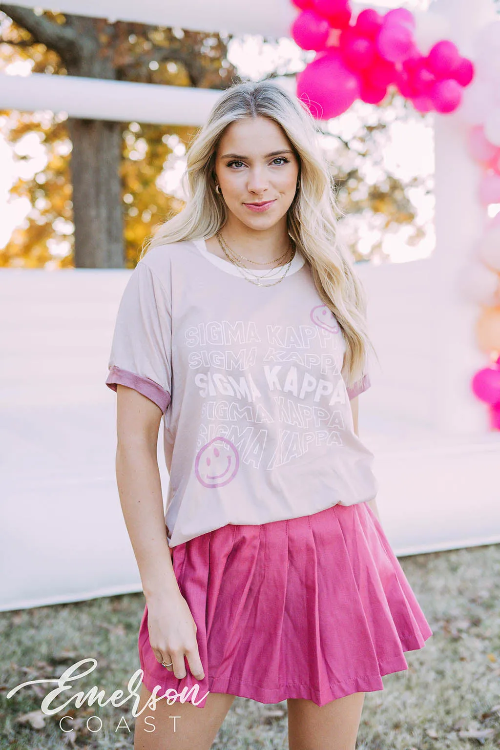 Sigma Kappa PR Smiley Face Colorblock Ringer Tee