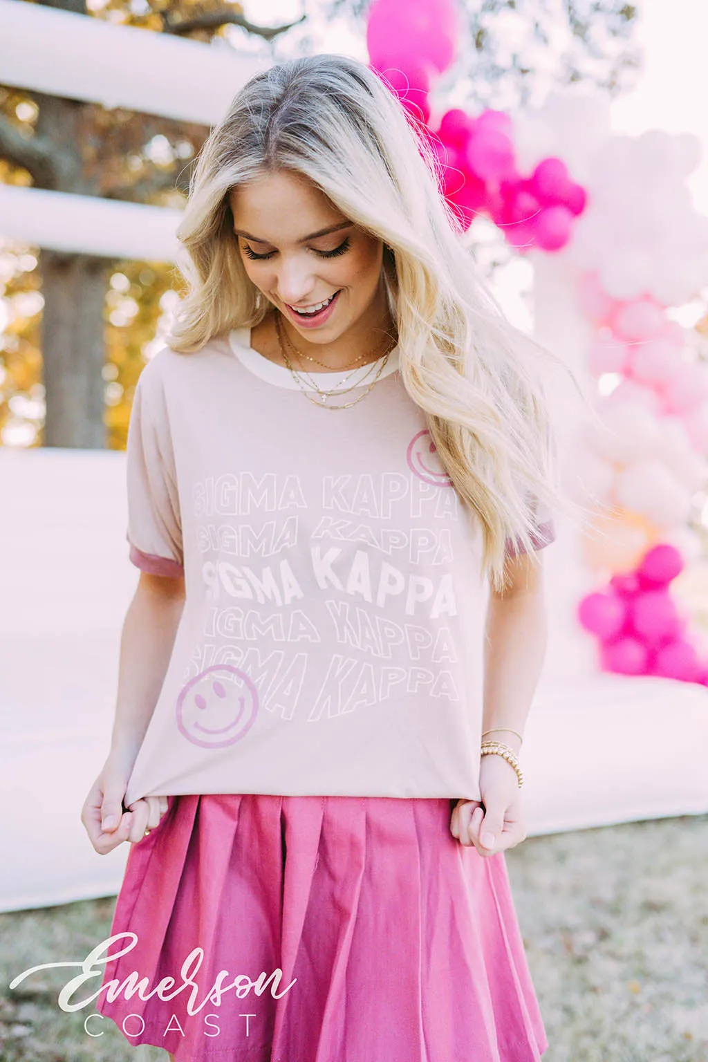 Sigma Kappa PR Smiley Face Colorblock Ringer Tee