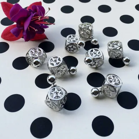 Silver Double Sided Square Earrings