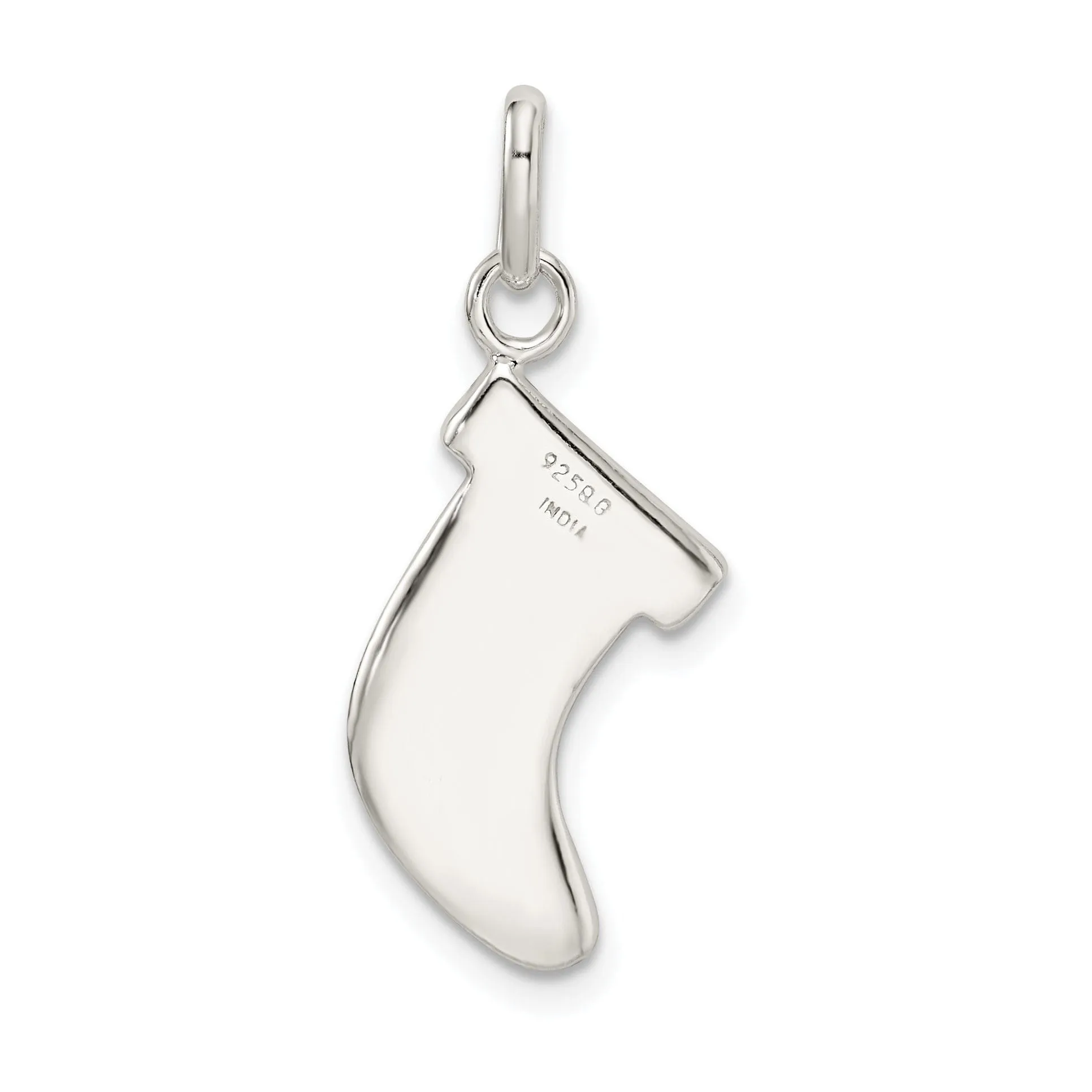 Silver Enameled Christmas Stocking Pendant