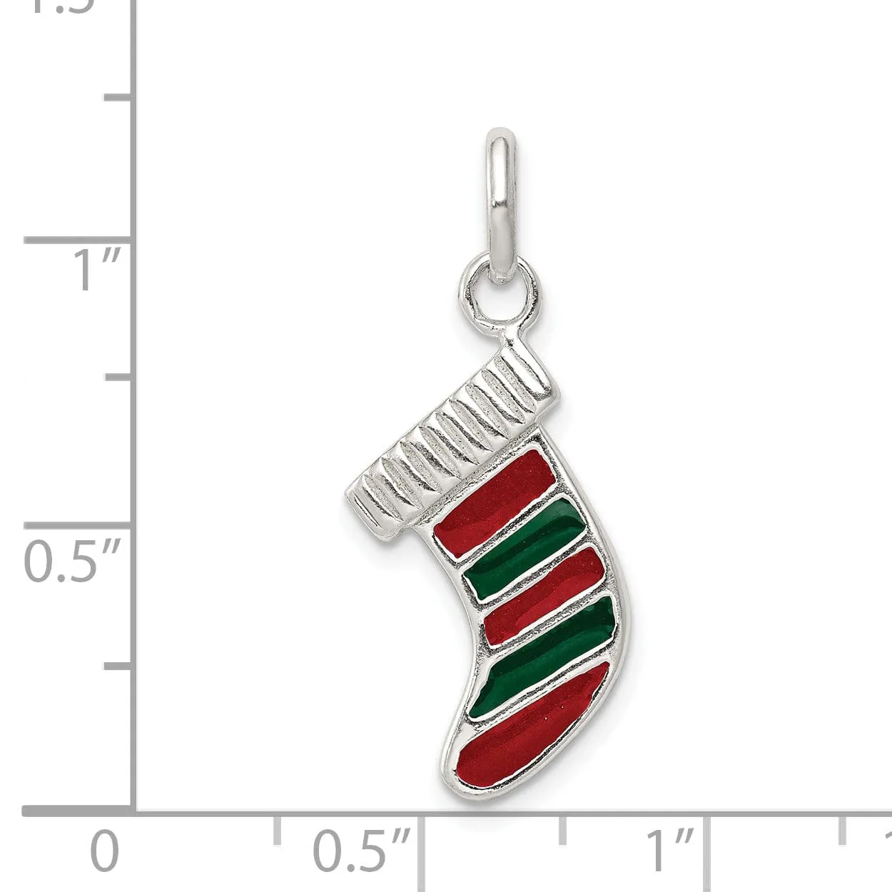 Silver Enameled Christmas Stocking Pendant