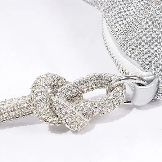 Silver Rhinestones Evening Clutch Bag