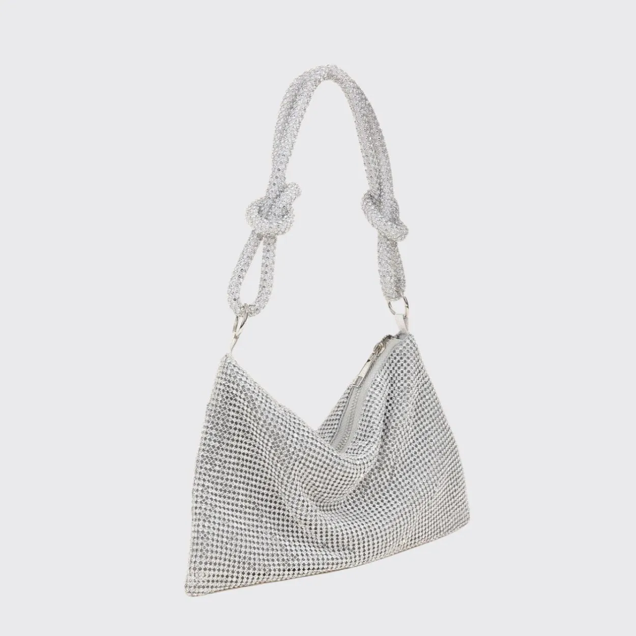 Silver Rhinestones Evening Clutch Bag