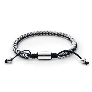 Silver Woven Chain Bracelet in Navy
