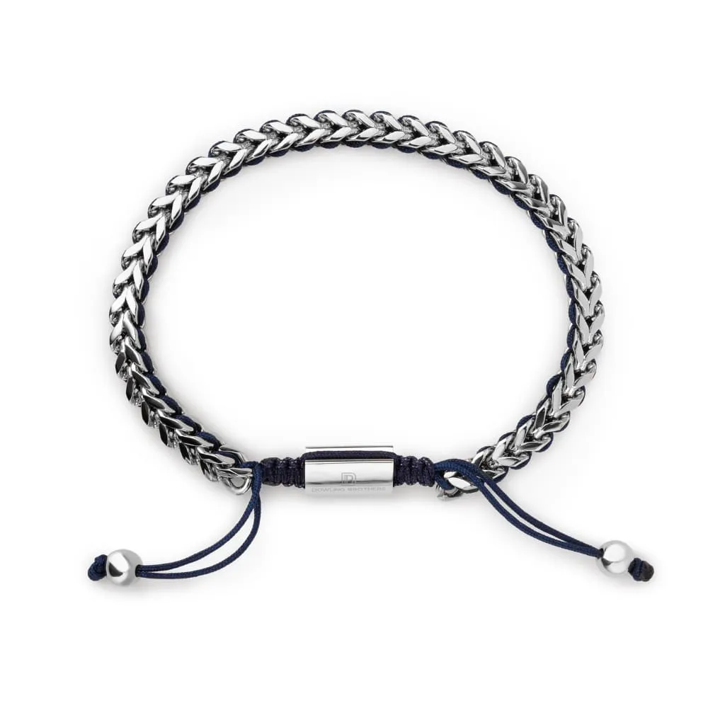 Silver Woven Chain Bracelet in Navy
