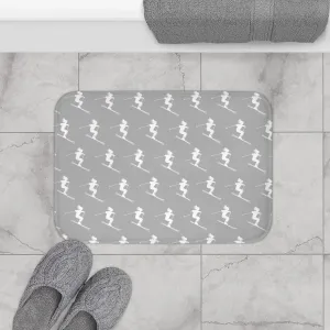 Skiers - Navy Blue Bath Mat