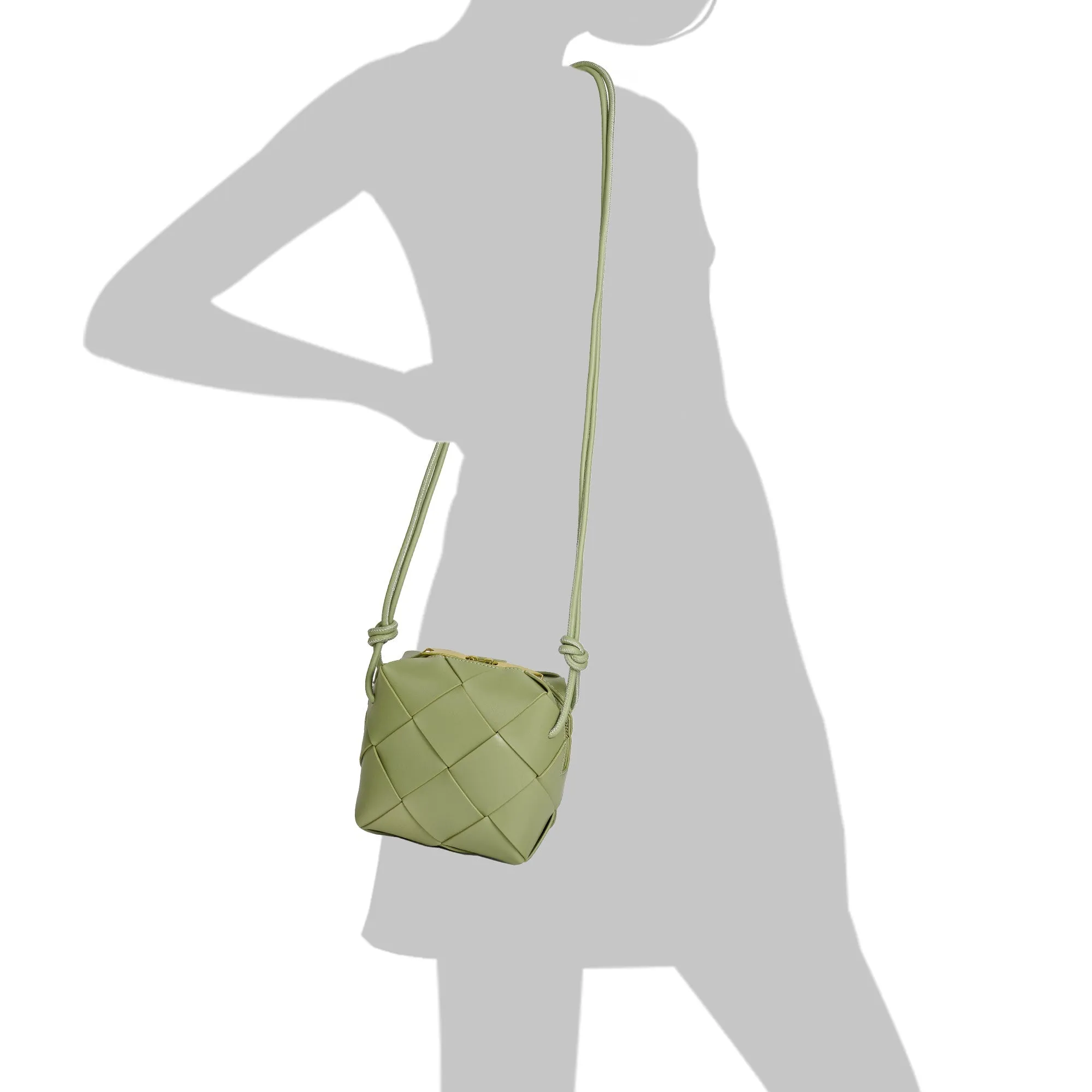 Smooth Woven Leather Crossbody Bag