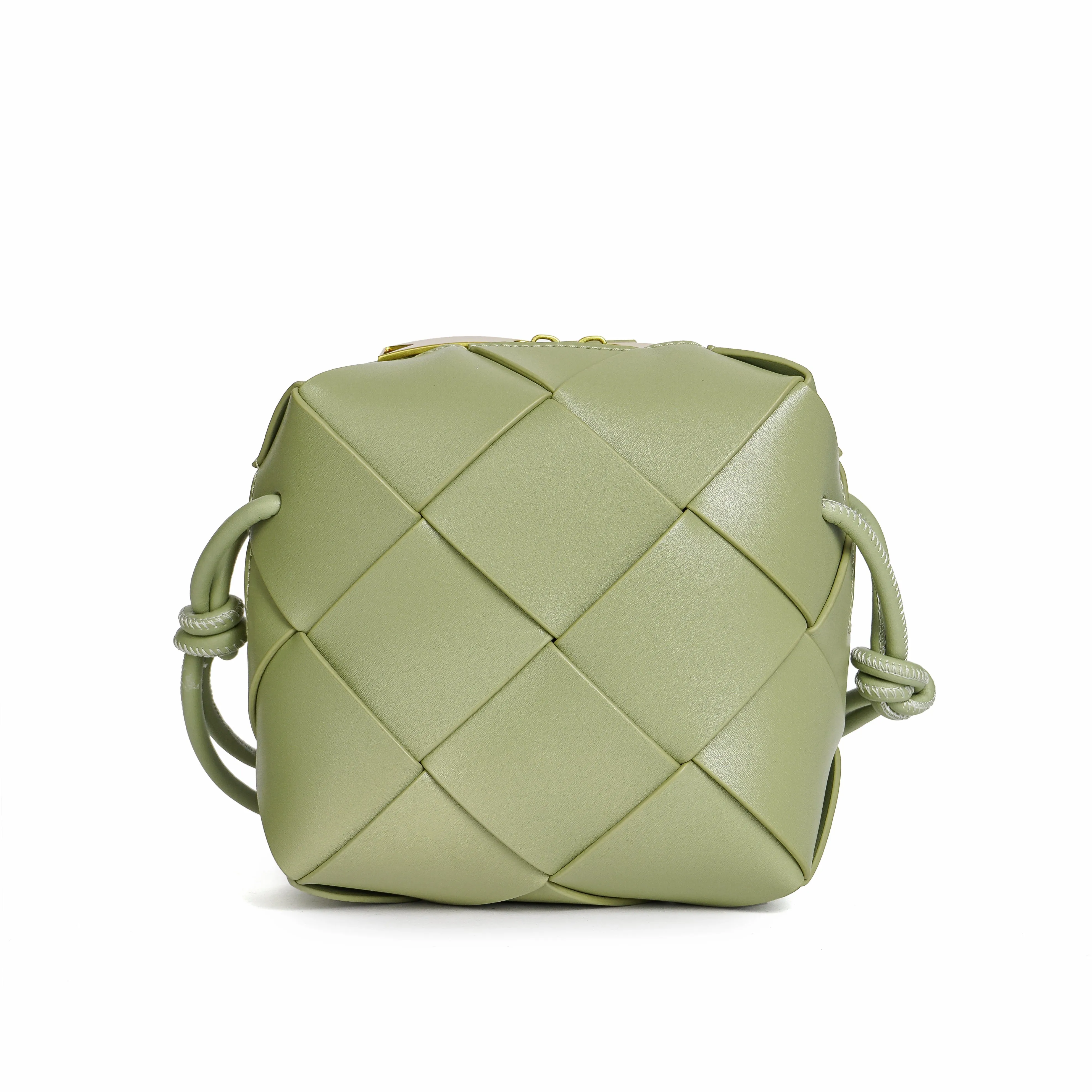 Smooth Woven Leather Crossbody Bag