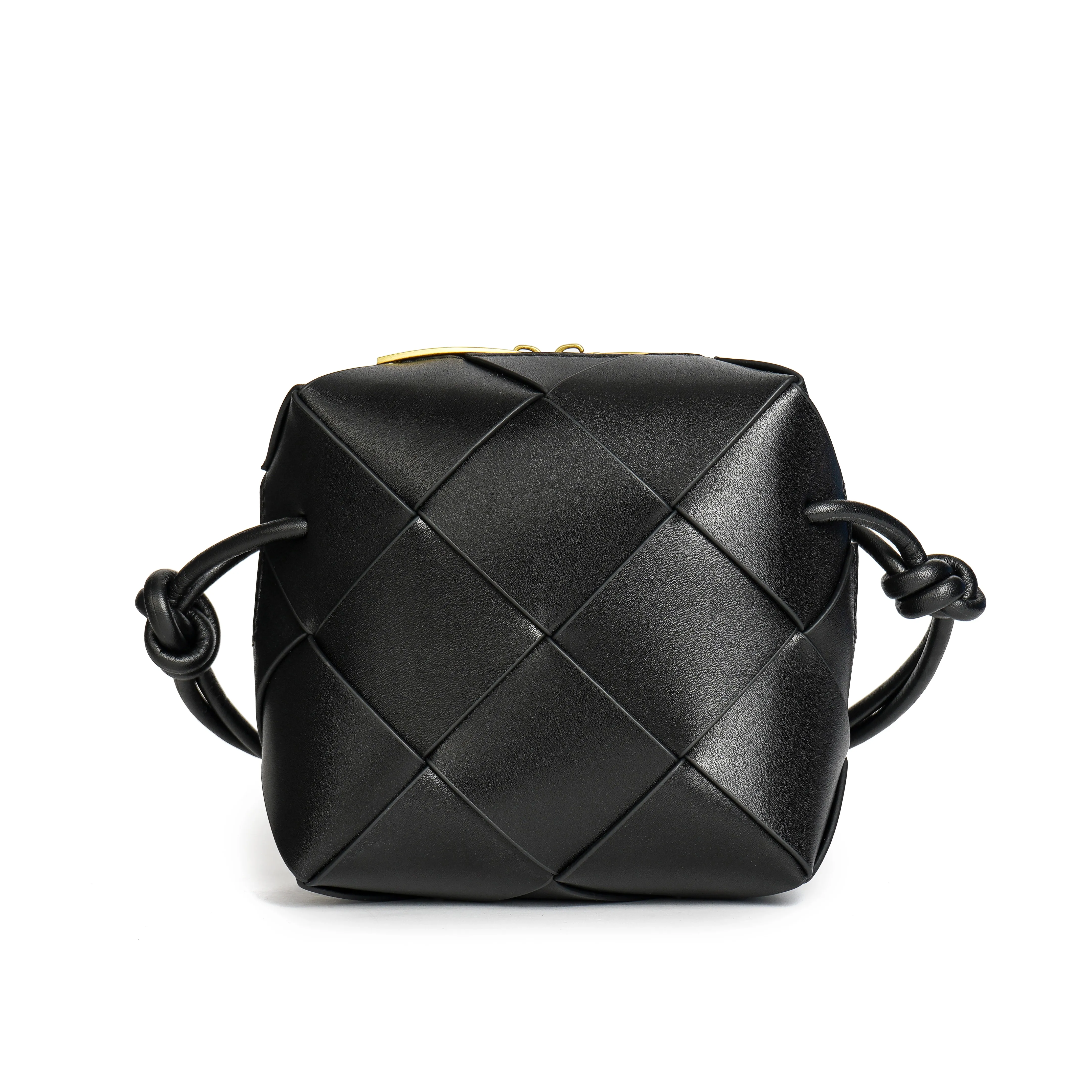 Smooth Woven Leather Crossbody Bag