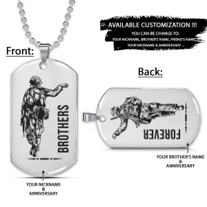 Soldier Dog Tag - Brothers Forever - Army - Navy - Marines - Air Force - Soldier Necklace - Engrave Dog Tag