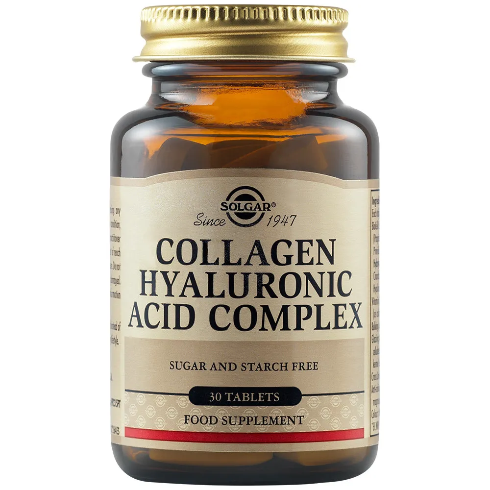 Solgar Collagen Hyaluronic Acid Complex, 30 Tablets - Hydrolyzed Collagen Type 2 - Helps with Fine Lines & Wrinkles - Boosts Skin Collagen & Elasticity - Non-GMO, Gluten & Dairy Free - 30 Servings
