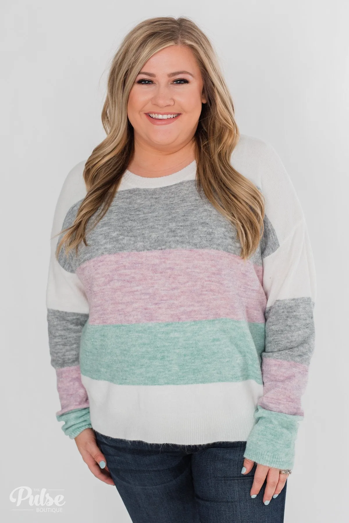 Spring Getaway Color Block Sweater- Muted Pastels