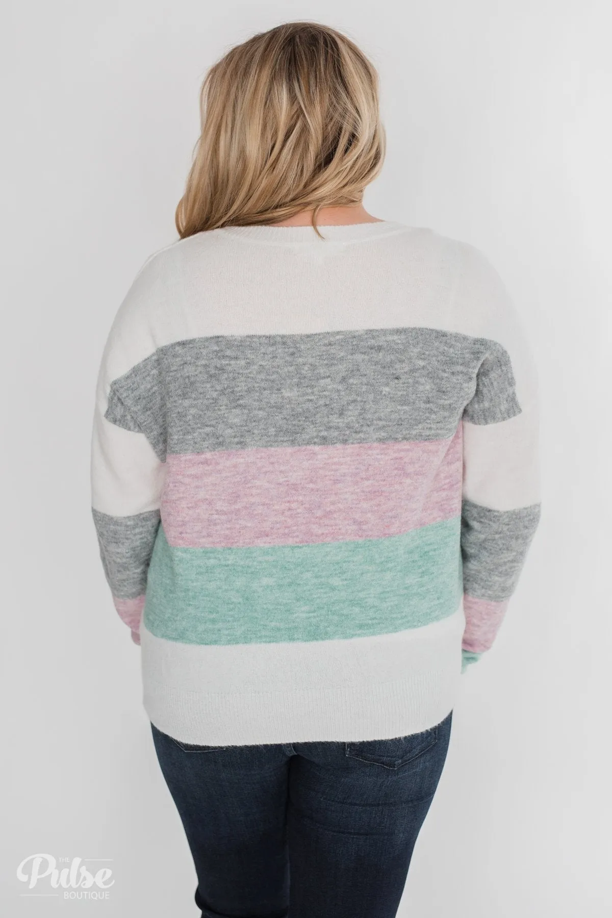 Spring Getaway Color Block Sweater- Muted Pastels