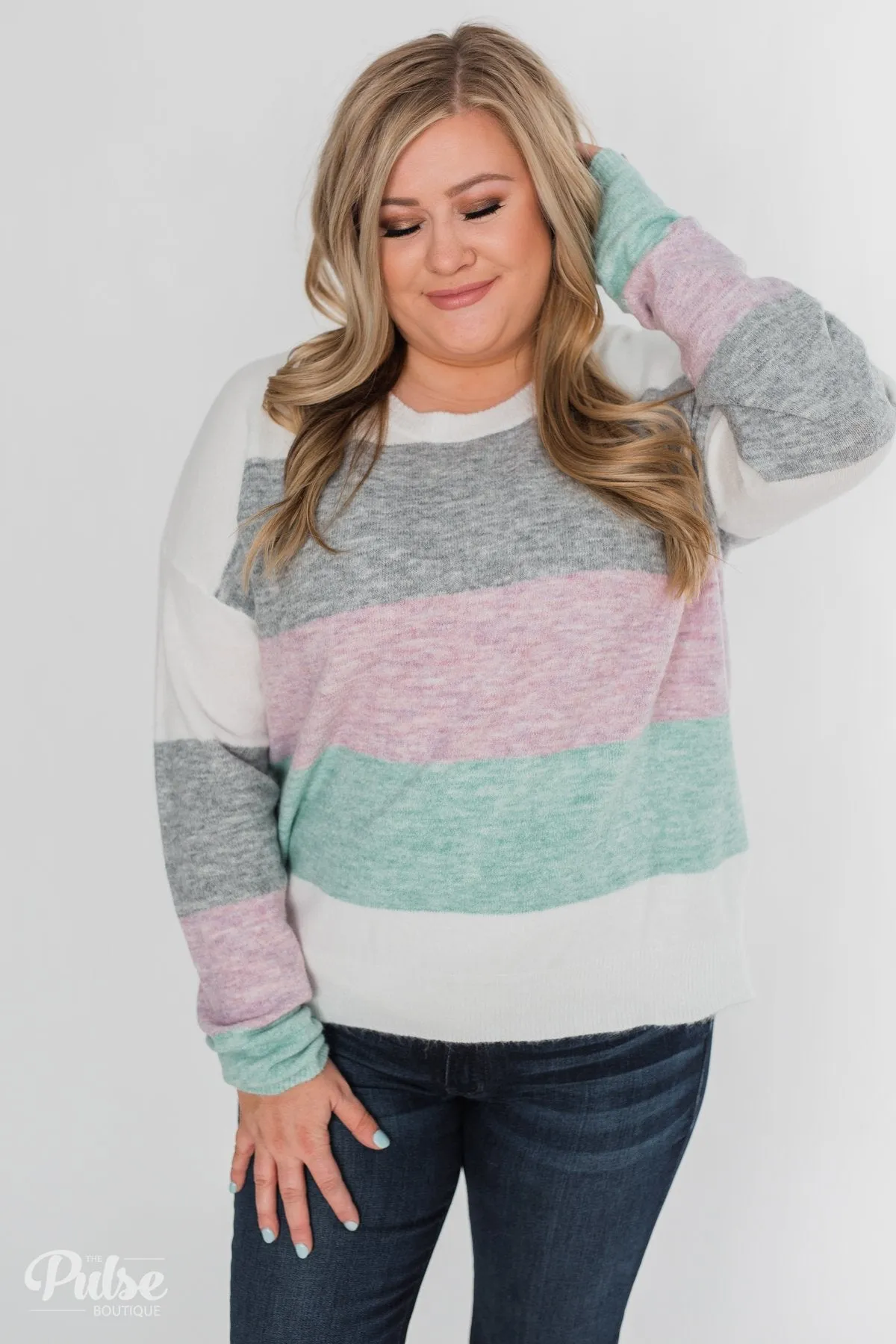 Spring Getaway Color Block Sweater- Muted Pastels