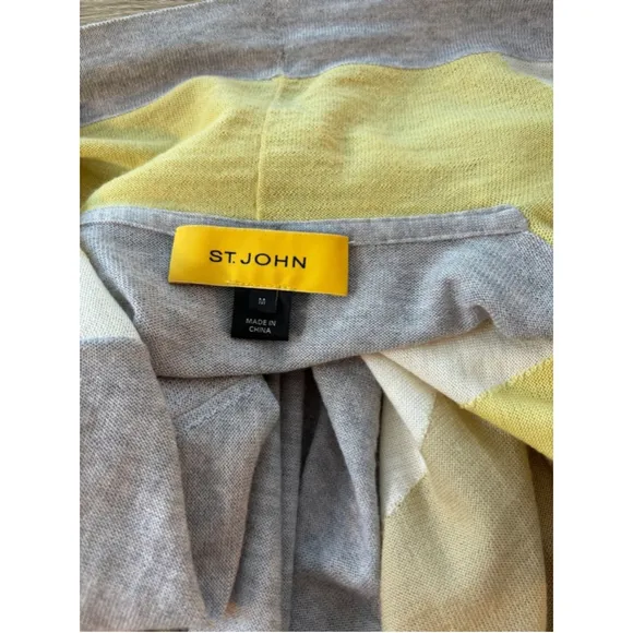 St John Cardigan Small 100% fine wool Open Front Waterfall Draped Sweater Women