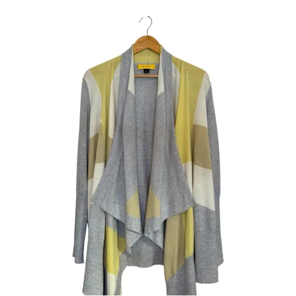 St John Cardigan Small 100% fine wool Open Front Waterfall Draped Sweater Women