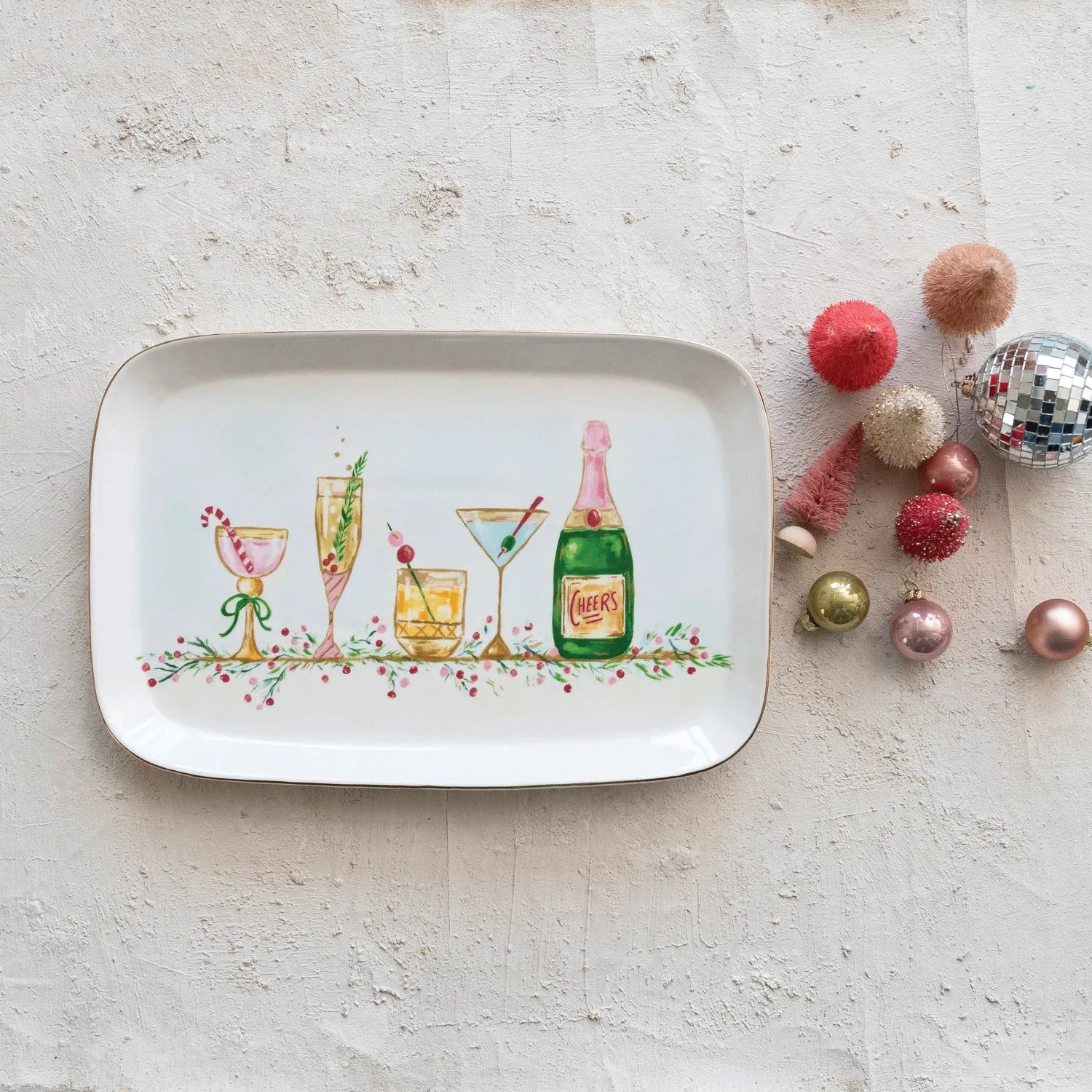 STONEWARE HOLIDAY COCKTAIL PLATTER