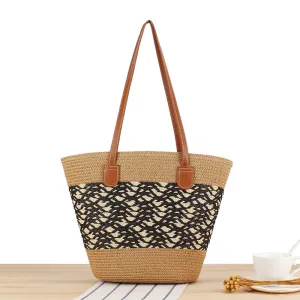 Striped Large Capacity Totes Advanced Texture Hand-woven Shoulder Bags