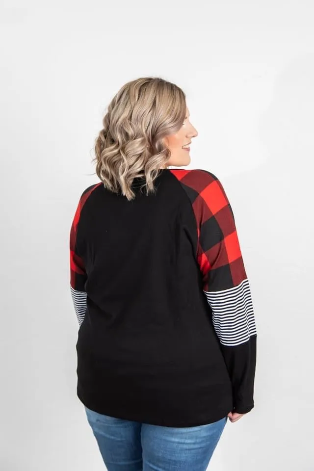 Stripes and Plaid Long Sleeve Top
