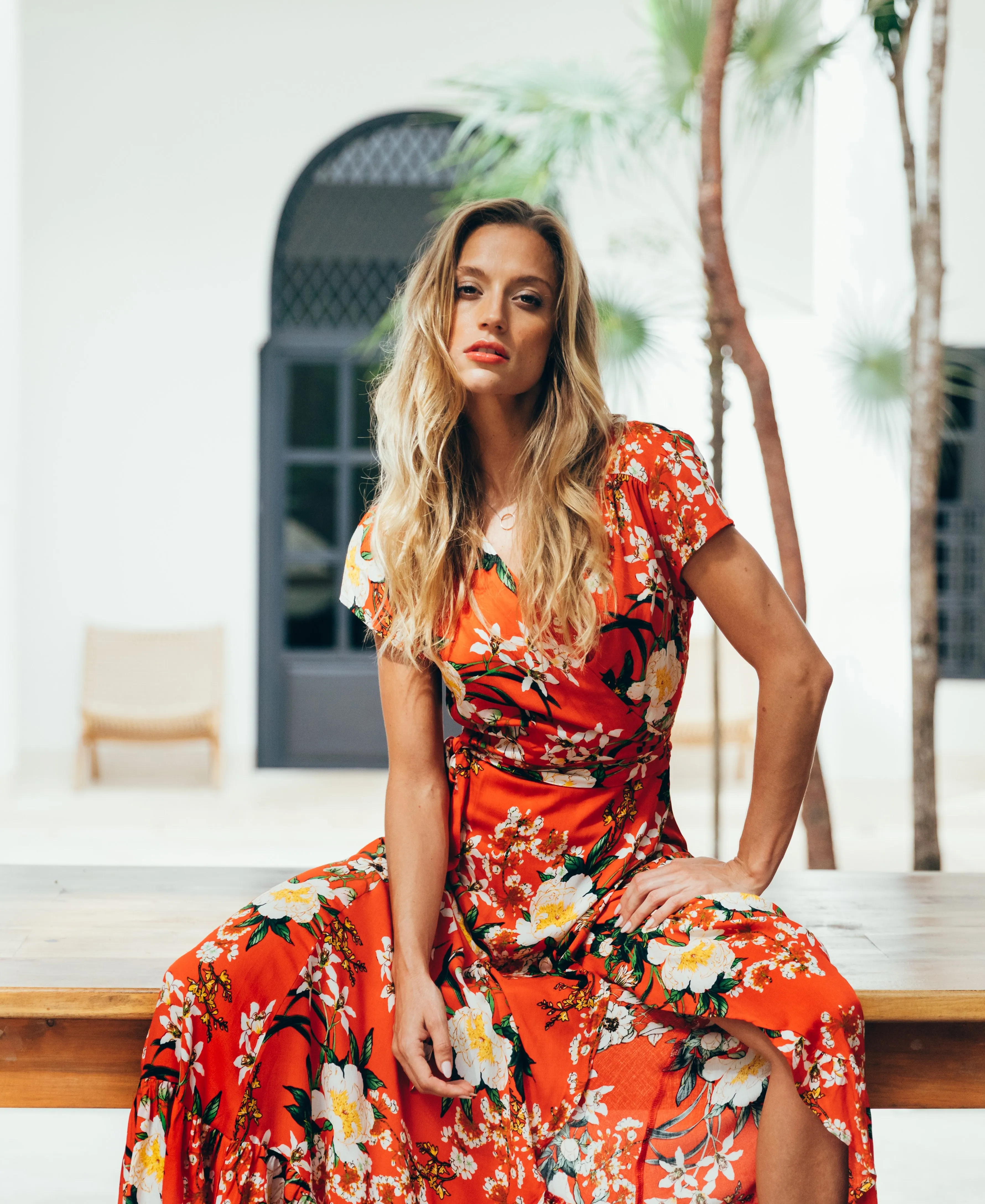 SukiSo Women's Chloe Dress in Red Floral