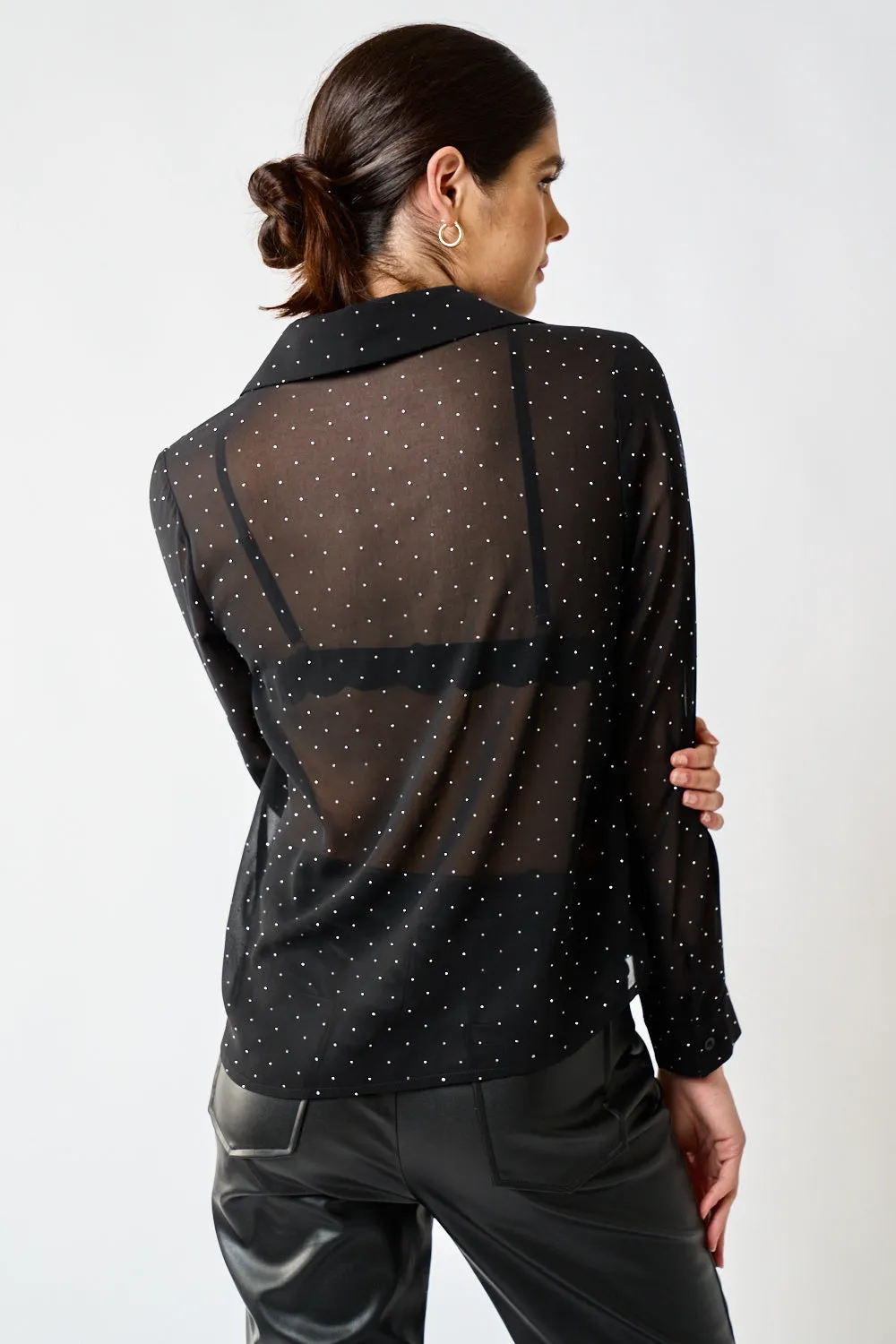 Super Nova Long Sleeve Sheer Sparkle Shirt