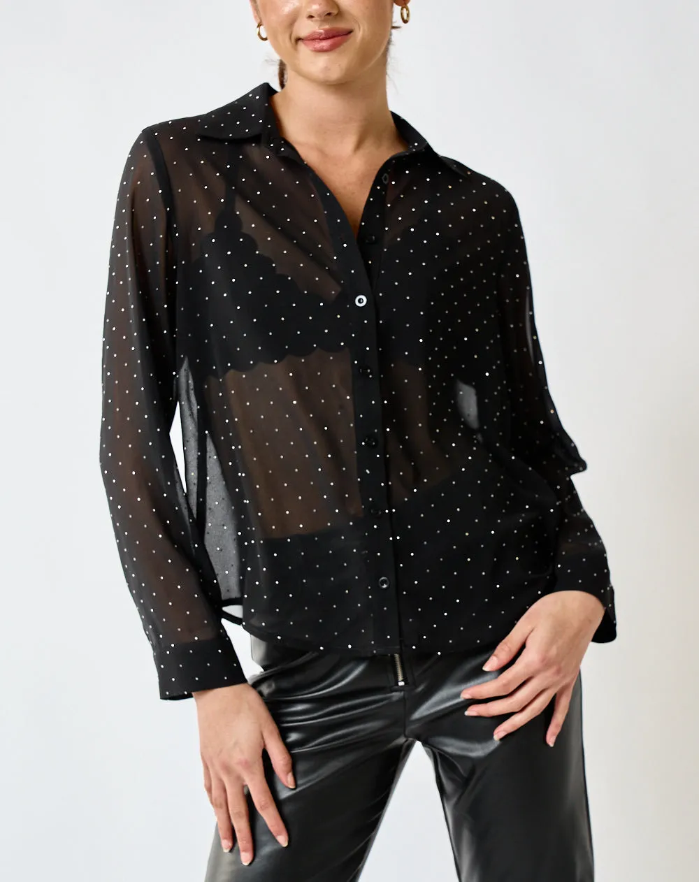 Super Nova Long Sleeve Sheer Sparkle Shirt