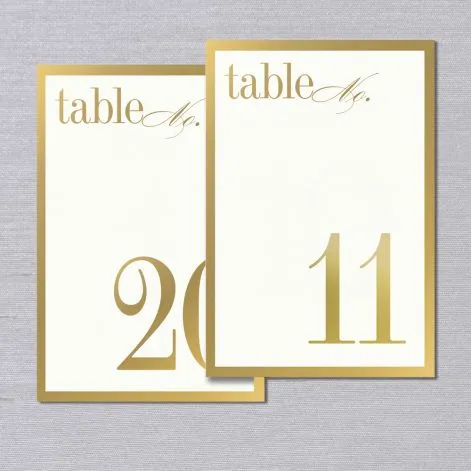 TABLE NUMBERS - CCO - VERA WANG 11-20, GOLD FOIL
