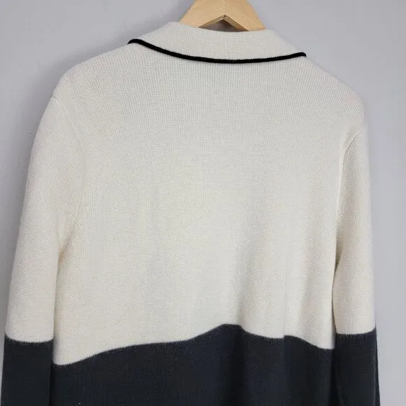 Talbots Colorblock Open Sweater Cardigan Jacket Milano Stitch Wool Blend Sz XLP