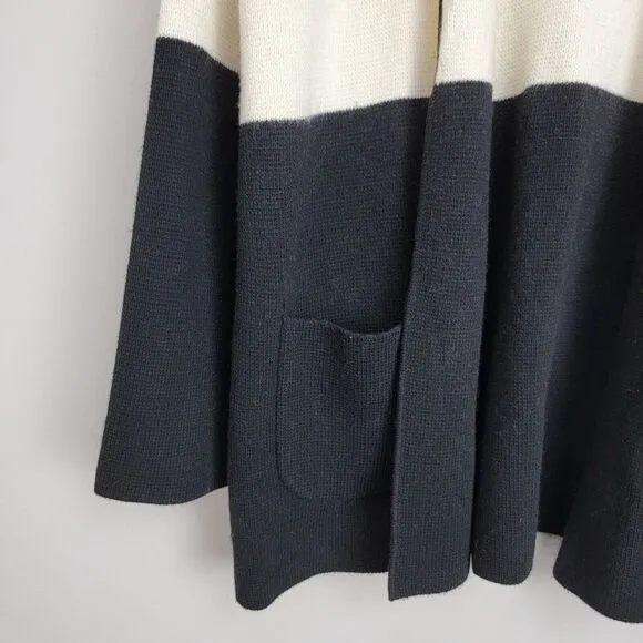 Talbots Colorblock Open Sweater Cardigan Jacket Milano Stitch Wool Blend Sz XLP