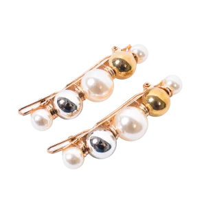 Tartan & Cheer Metallic Pearl Clip Set
