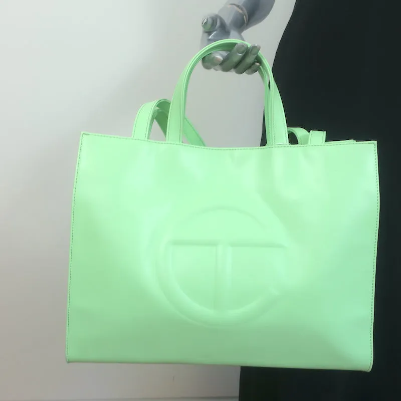 TELFAR Medium Shopping Bag Double Mint Faux Leather Crossbody