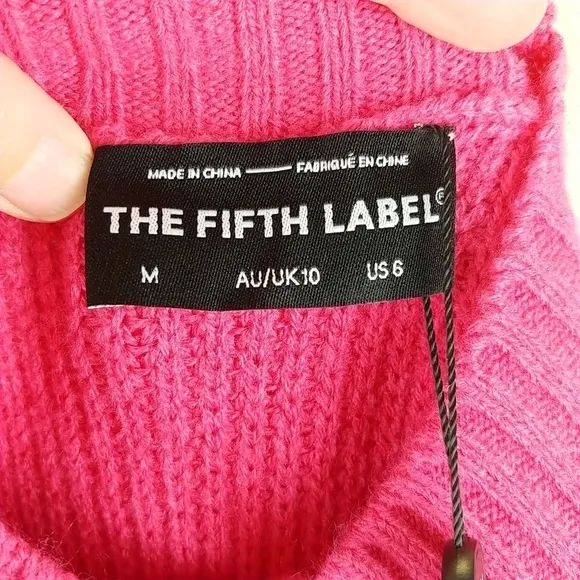 The Fifth Label NWT Fiction Knit Sweater M Colorblock Tan Pink Mock Neck