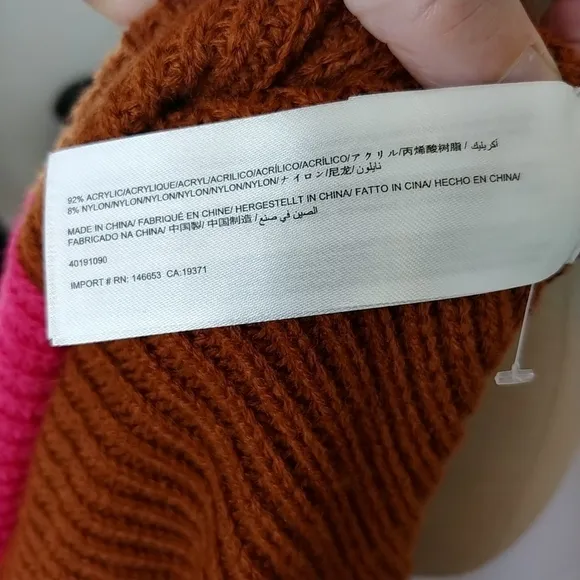 The Fifth Label NWT Fiction Knit Sweater M Colorblock Tan Pink Mock Neck