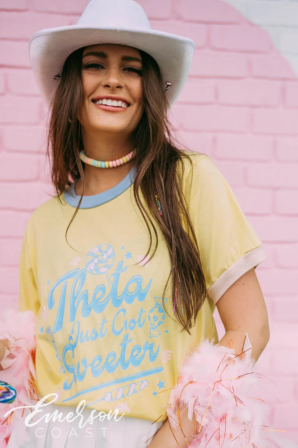 Theta Just Got Sweeter Candy Bid Day Colorblock Ringer Tee