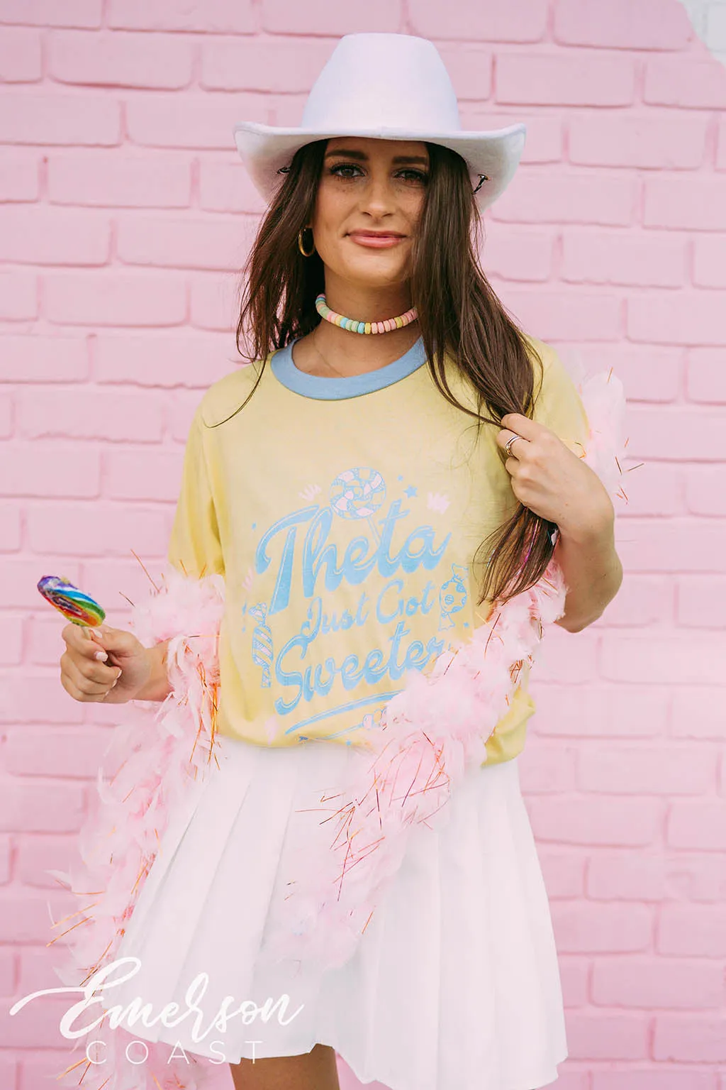 Theta Just Got Sweeter Candy Bid Day Colorblock Ringer Tee