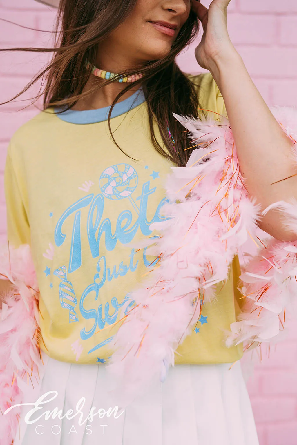 Theta Just Got Sweeter Candy Bid Day Colorblock Ringer Tee