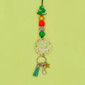 Tis The Season Glitter Acrylic Lanyard