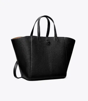 Tory Burch Pvc Double T-Leather Tote Black Bag-147574
