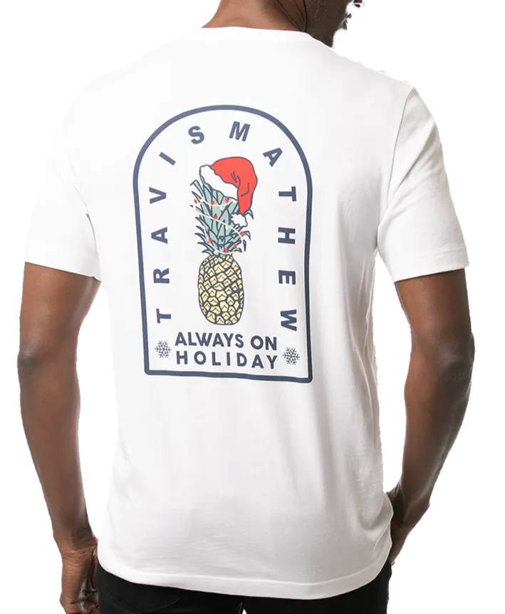 TRAVIS MATHEW MENS 'WRAP IT UP' HOLIDAY T-SHIRT - WHITE