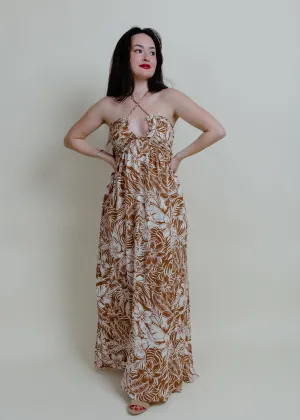 Tropical Getaway Maxi Dress - Taupe