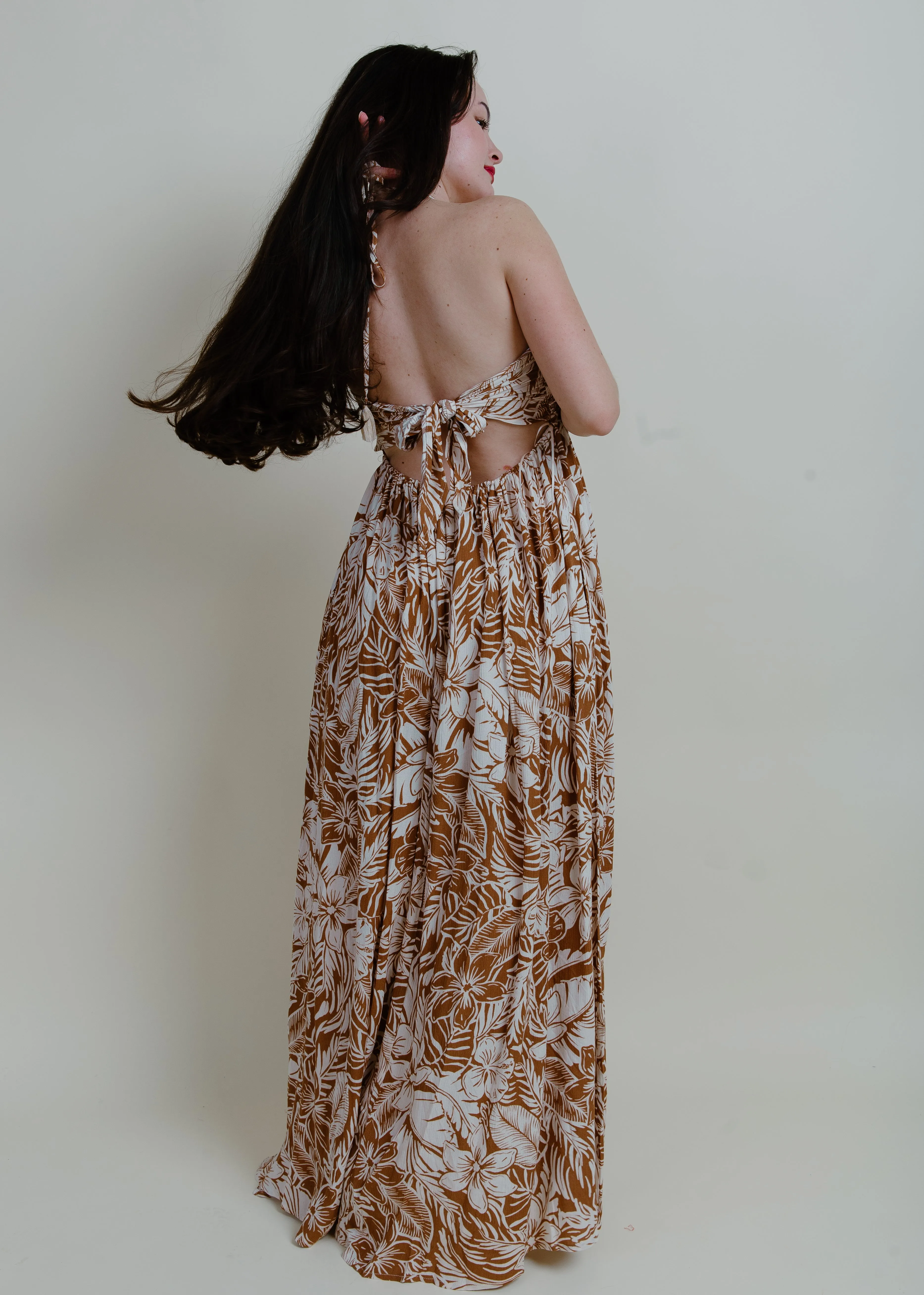 Tropical Getaway Maxi Dress - Taupe