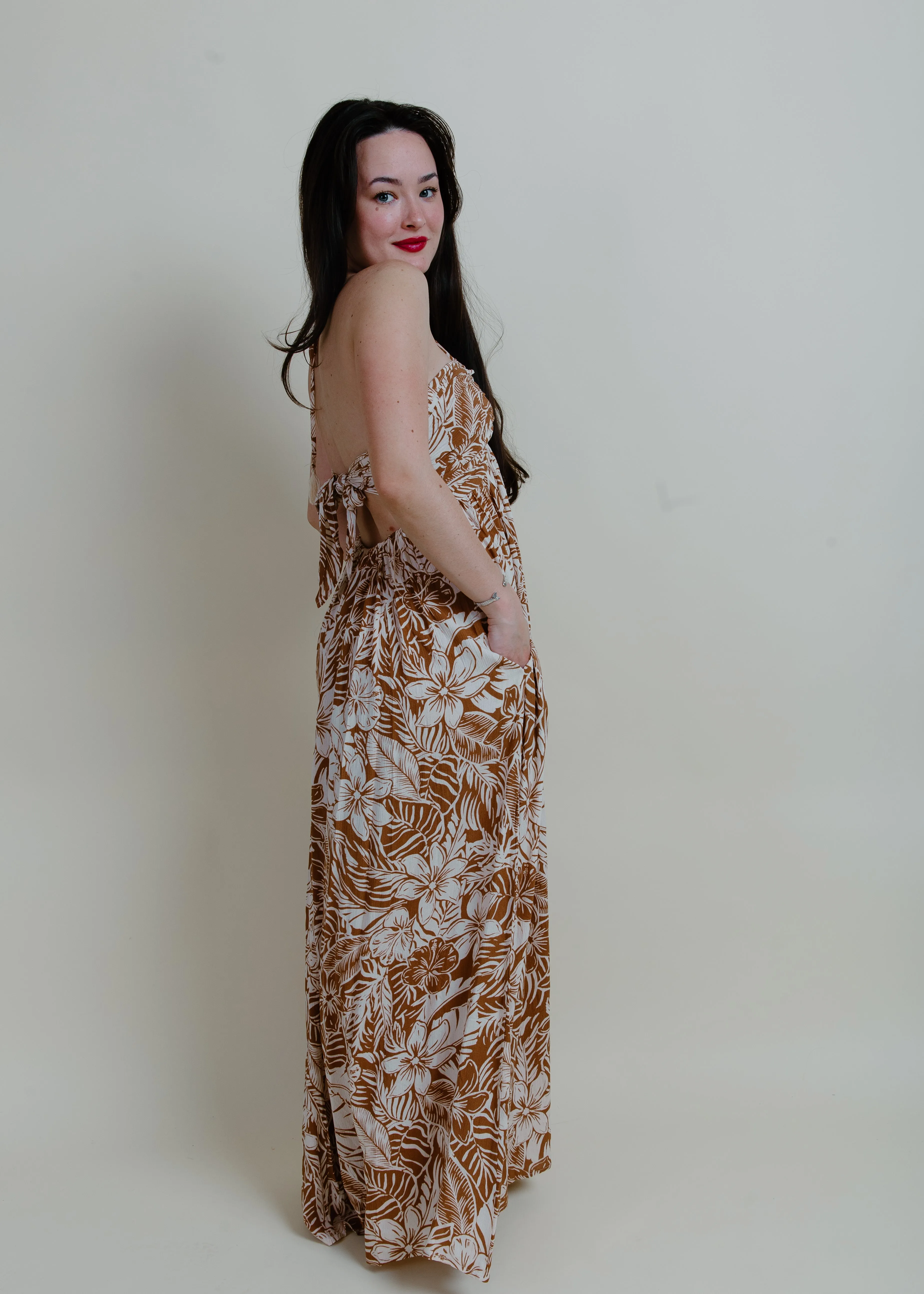 Tropical Getaway Maxi Dress - Taupe