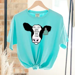 Turquoise and Cows ComfortWash/ComfortColor T-Shirt (S-4XL) - Multiple Colors!