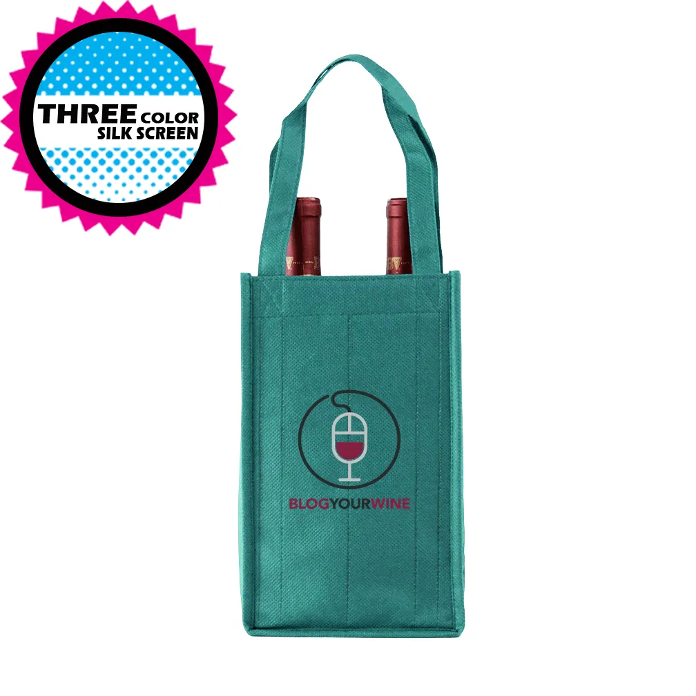 Two bottle Wine Tote, Reverse Reinforced Handles *Fully Customizable*