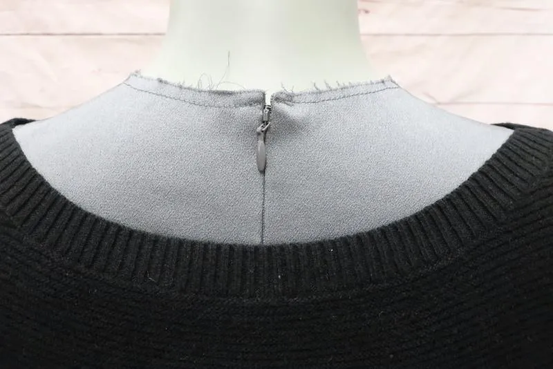 Undercover Sweater Black Ribbed Wool & Colorblock Satin Size 1 Layered Pullover