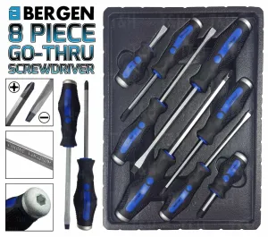 US PRO 8PCS MAGNETIC GO THROUGH SCREWDRIVER SET ( SLOTTED - PHILLIPS )