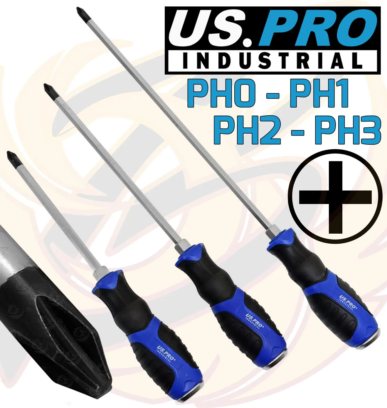 US PRO INDUSTRIAL 10PCS MAGNETIC GO THROUGH SCREWDRIVER SET ( SLOTTED - PHILLIPS )